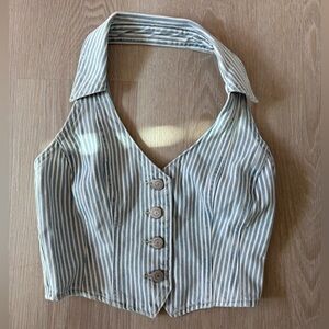 Levi’s Blue and White Halter Vest Top XS